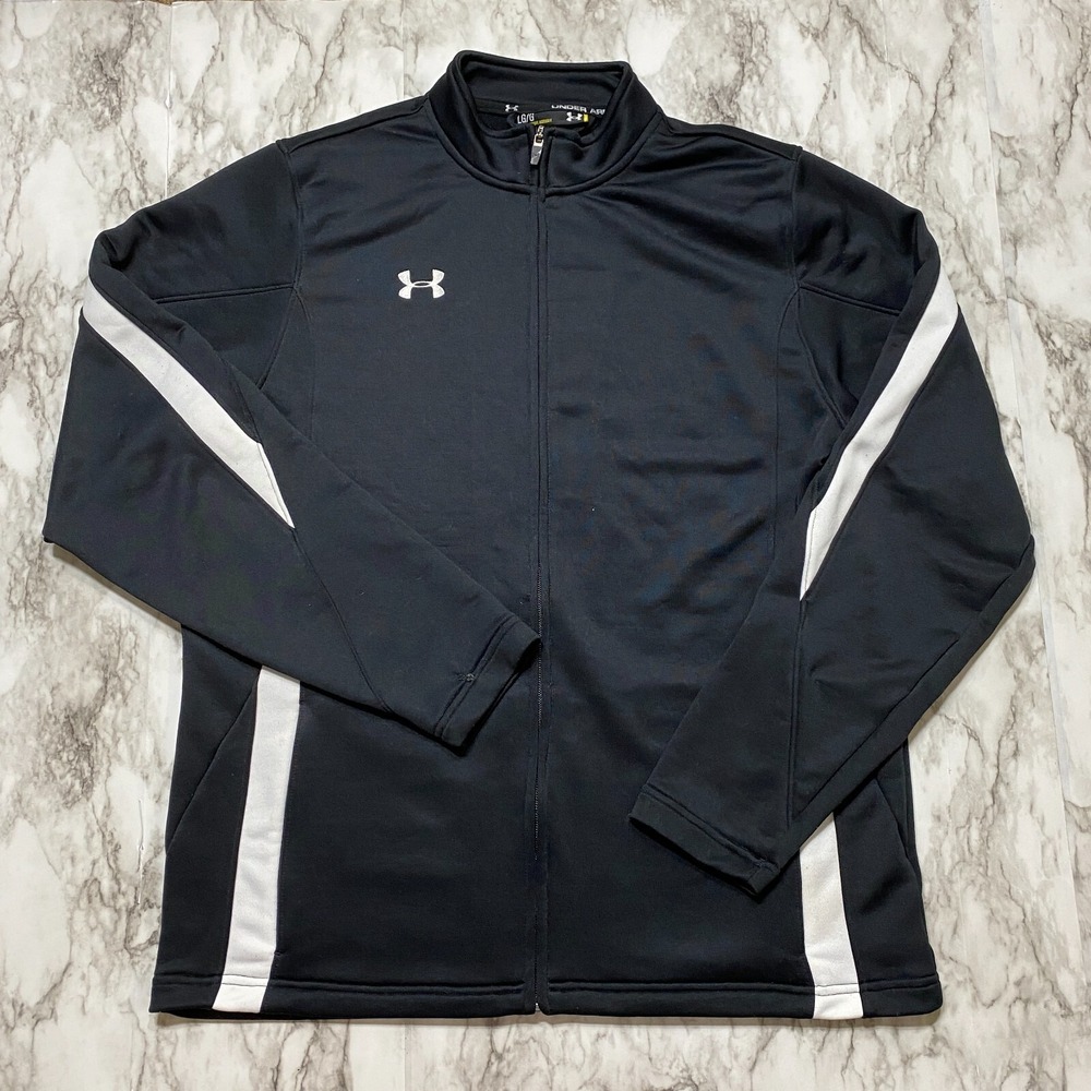 Under Armour Mens Sweater Sz L Regular Black Full Zip Sweatshirt Emb Logo
